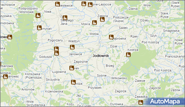 mapa Jodłownik, Jodłownik na mapie Targeo