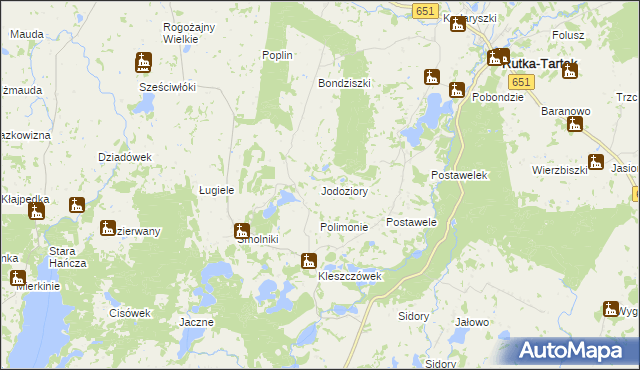 mapa Jodoziory, Jodoziory na mapie Targeo