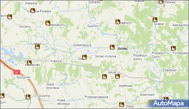 mapa Joniec-Kolonia, Joniec-Kolonia na mapie Targeo