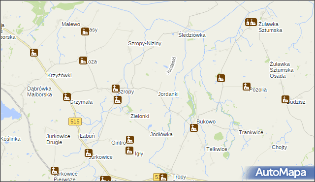 mapa Jordanki, Jordanki na mapie Targeo