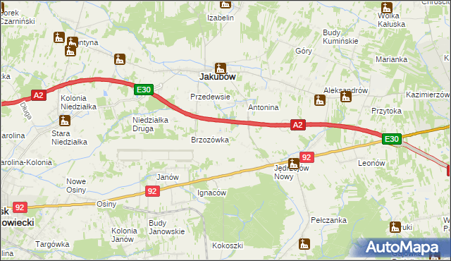 mapa Józefin gmina Jakubów, Józefin gmina Jakubów na mapie Targeo