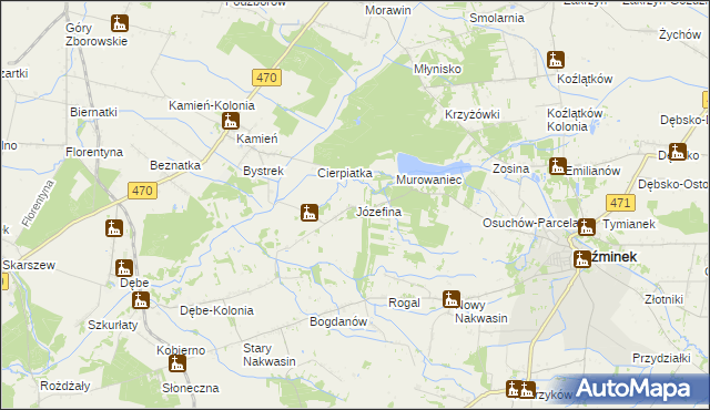 mapa Józefina gmina Koźminek, Józefina gmina Koźminek na mapie Targeo