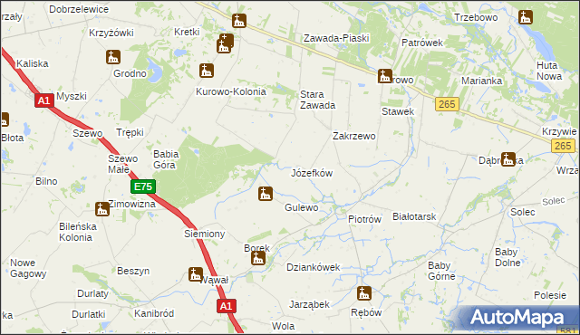 mapa Józefków gmina Gostynin, Józefków gmina Gostynin na mapie Targeo