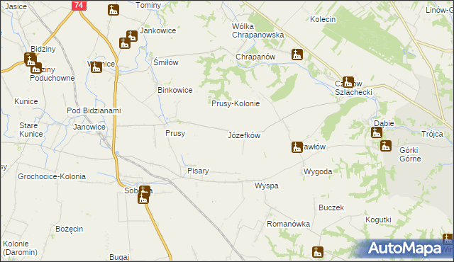 mapa Józefków gmina Zawichost, Józefków gmina Zawichost na mapie Targeo