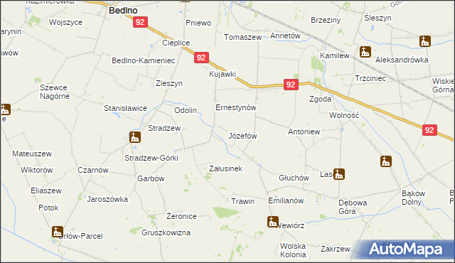 mapa Józefów gmina Bedlno, Józefów gmina Bedlno na mapie Targeo