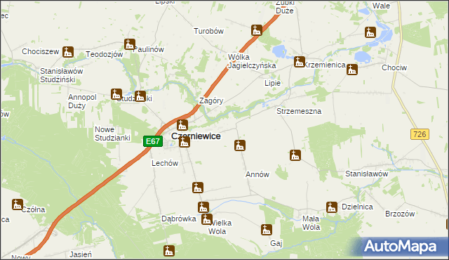 mapa Józefów gmina Czerniewice, Józefów gmina Czerniewice na mapie Targeo