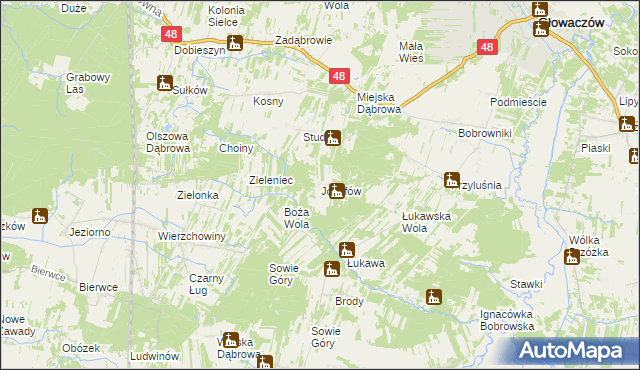 mapa Józefów gmina Głowaczów, Józefów gmina Głowaczów na mapie Targeo