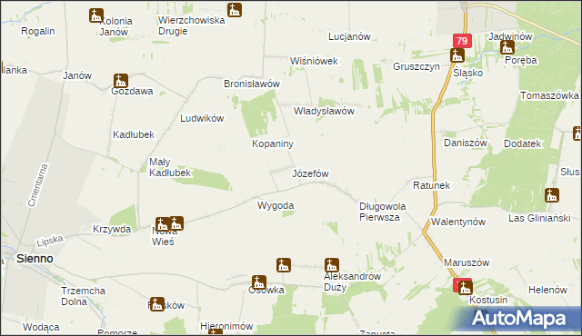 mapa Józefów gmina Lipsko, Józefów gmina Lipsko na mapie Targeo