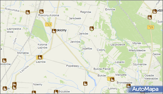 mapa Józefów gmina Ujazd, Józefów gmina Ujazd na mapie Targeo