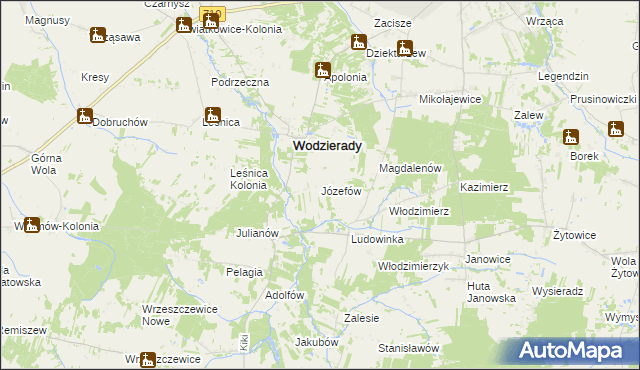 mapa Józefów gmina Wodzierady, Józefów gmina Wodzierady na mapie Targeo