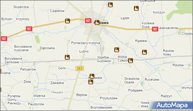 mapa Józefów Guzowski, Józefów Guzowski na mapie Targeo
