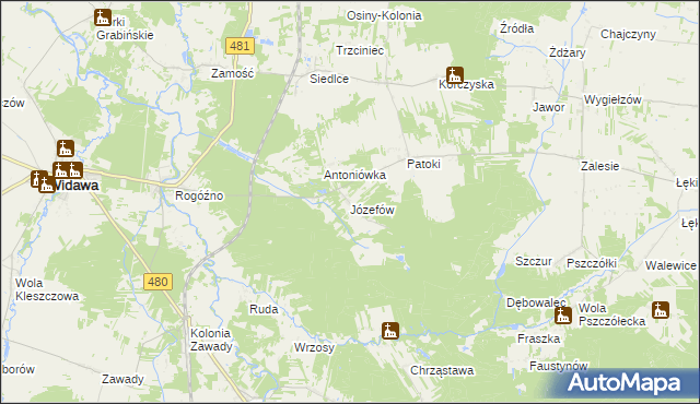 mapa Józefów Widawski, Józefów Widawski na mapie Targeo