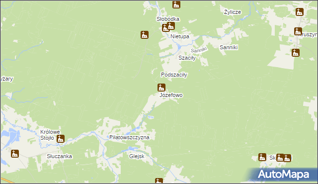 mapa Józefowo gmina Gródek, Józefowo gmina Gródek na mapie Targeo