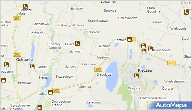 mapa Józefowo gmina Kleczew, Józefowo gmina Kleczew na mapie Targeo