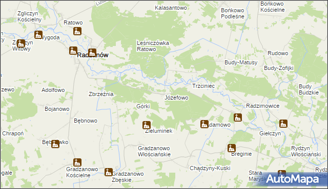 mapa Józefowo gmina Radzanów, Józefowo gmina Radzanów na mapie Targeo