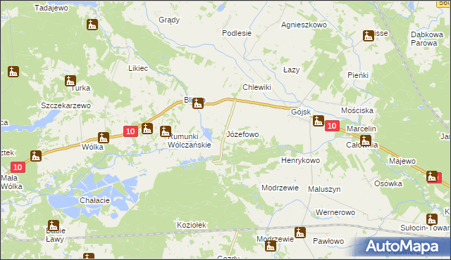 mapa Józefowo gmina Szczutowo, Józefowo gmina Szczutowo na mapie Targeo