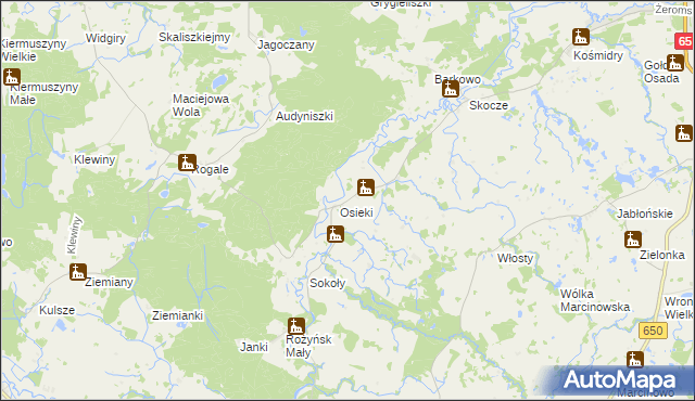 mapa Juchnajcie, Juchnajcie na mapie Targeo