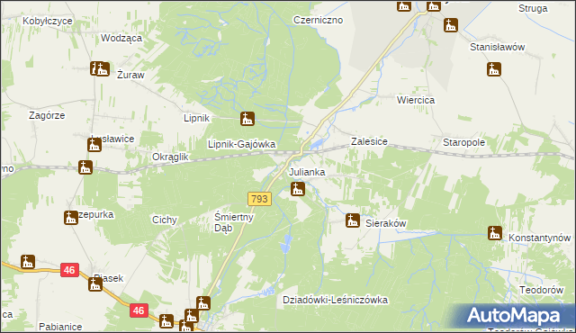 mapa Julianka gmina Przyrów, Julianka gmina Przyrów na mapie Targeo