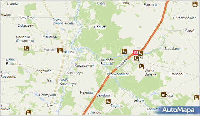 mapa Julianów Raducki, Julianów Raducki na mapie Targeo