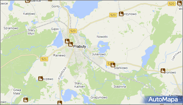 mapa Julianowo gmina Prabuty, Julianowo gmina Prabuty na mapie Targeo