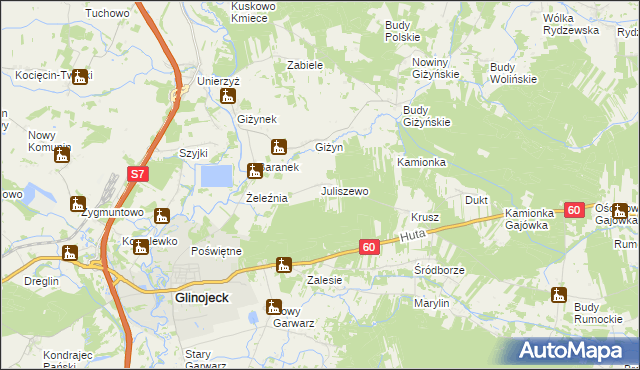 mapa Juliszewo, Juliszewo na mapie Targeo