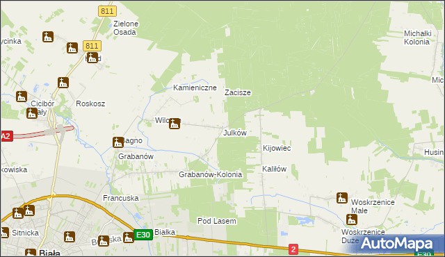 mapa Julków gmina Biała Podlaska, Julków gmina Biała Podlaska na mapie Targeo