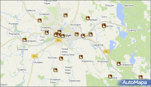 mapa Jurki gmina Kętrzyn, Jurki gmina Kętrzyn na mapie Targeo