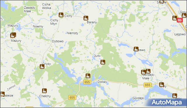 mapa Jurki gmina Świętajno, Jurki gmina Świętajno na mapie Targeo