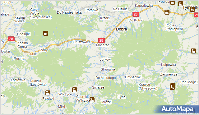 mapa Jurków gmina Dobra, Jurków gmina Dobra na mapie Targeo