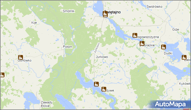 mapa Jurkowo gmina Świętajno, Jurkowo gmina Świętajno na mapie Targeo
