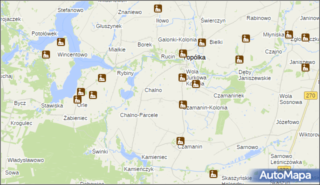 mapa Jurkowo gmina Topólka, Jurkowo gmina Topólka na mapie Targeo