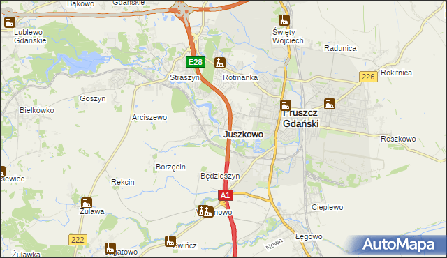 mapa Juszkowo, Juszkowo na mapie Targeo