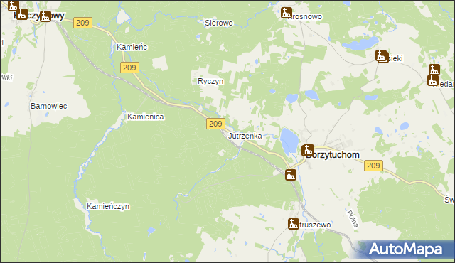 mapa Jutrzenka gmina Borzytuchom, Jutrzenka gmina Borzytuchom na mapie Targeo