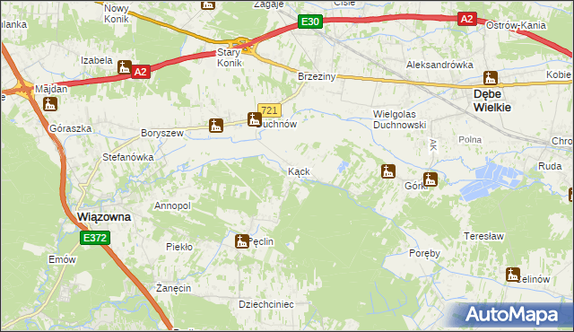 mapa Kąck, Kąck na mapie Targeo