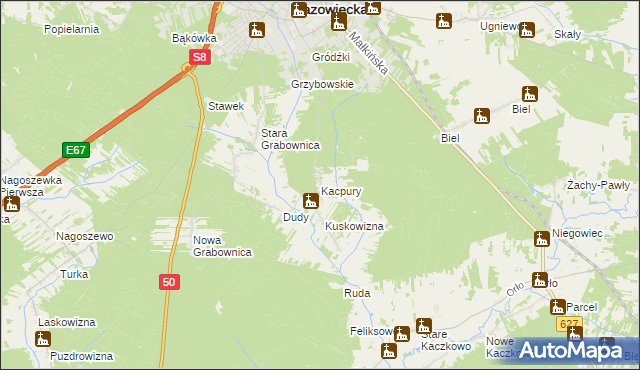mapa Kacpury, Kacpury na mapie Targeo