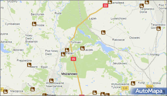 mapa Kaczek, Kaczek na mapie Targeo