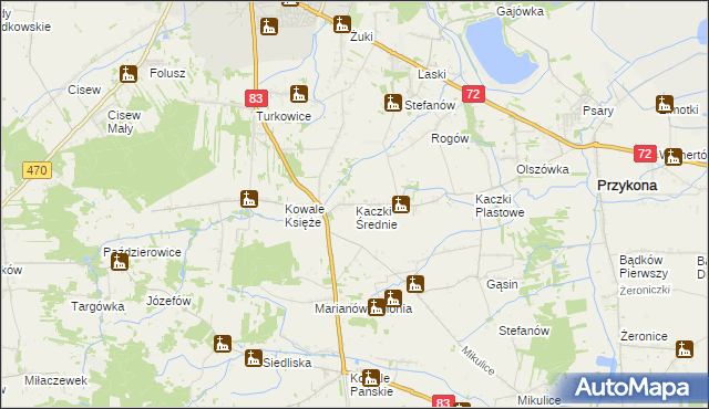 mapa Kaczki Średnie, Kaczki Średnie na mapie Targeo