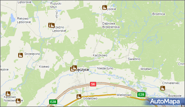 mapa Kaczkowo gmina Łęczyce, Kaczkowo gmina Łęczyce na mapie Targeo