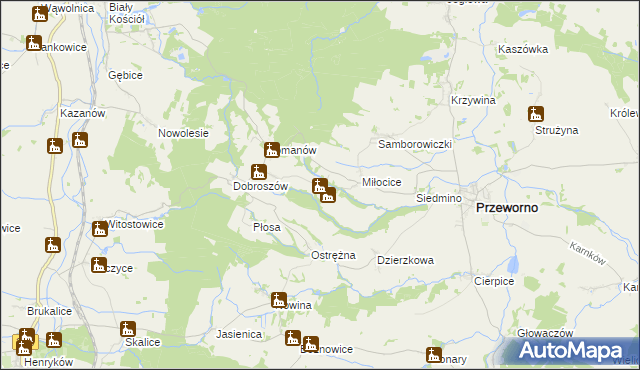 mapa Kaczowice gmina Przeworno, Kaczowice gmina Przeworno na mapie Targeo