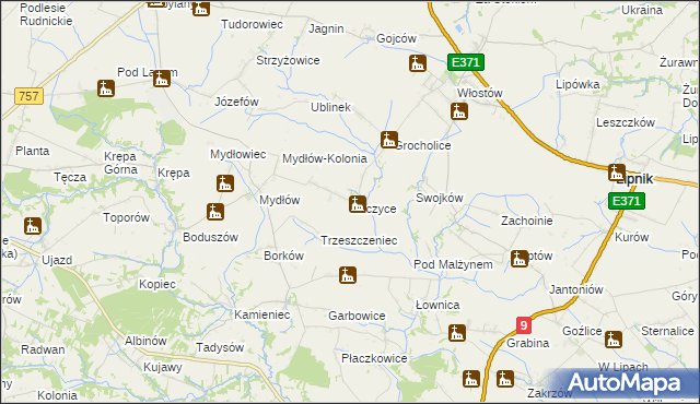 mapa Kaczyce gmina Lipnik, Kaczyce gmina Lipnik na mapie Targeo