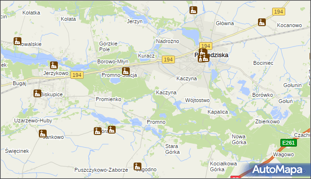 mapa Kaczyna gmina Pobiedziska, Kaczyna gmina Pobiedziska na mapie Targeo
