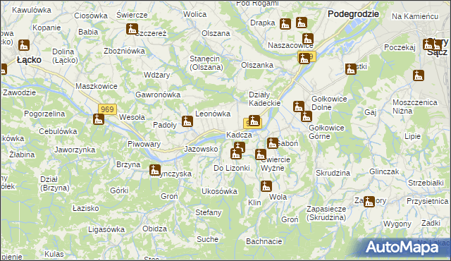 mapa Kadcza, Kadcza na mapie Targeo