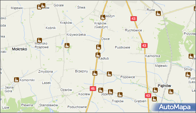 mapa Kadłub gmina Wieluń, Kadłub gmina Wieluń na mapie Targeo