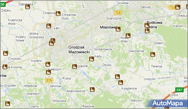 mapa Kady, Kady na mapie Targeo