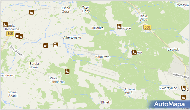 mapa Kąkolewo gmina Grodzisk Wielkopolski, Kąkolewo gmina Grodzisk Wielkopolski na mapie Targeo