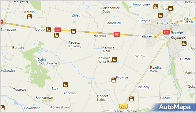 mapa Kąkowa Wola-Parcele, Kąkowa Wola-Parcele na mapie Targeo