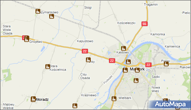 mapa Kałdowo gmina Malbork, Kałdowo gmina Malbork na mapie Targeo