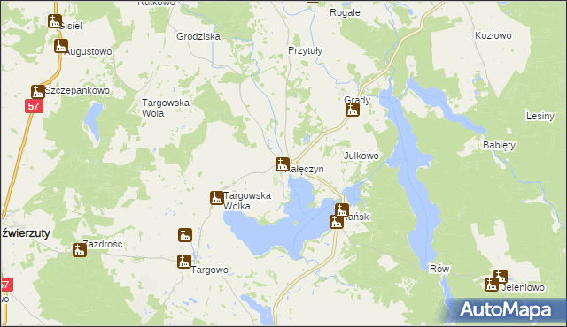 mapa Kałęczyn gmina Dźwierzuty, Kałęczyn gmina Dźwierzuty na mapie Targeo