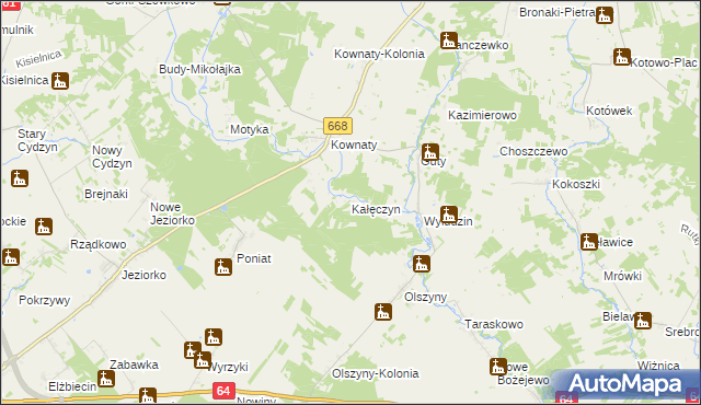 mapa Kałęczyn gmina Piątnica, Kałęczyn gmina Piątnica na mapie Targeo