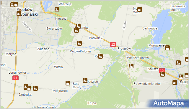 mapa Kałek gmina Sulejów, Kałek gmina Sulejów na mapie Targeo